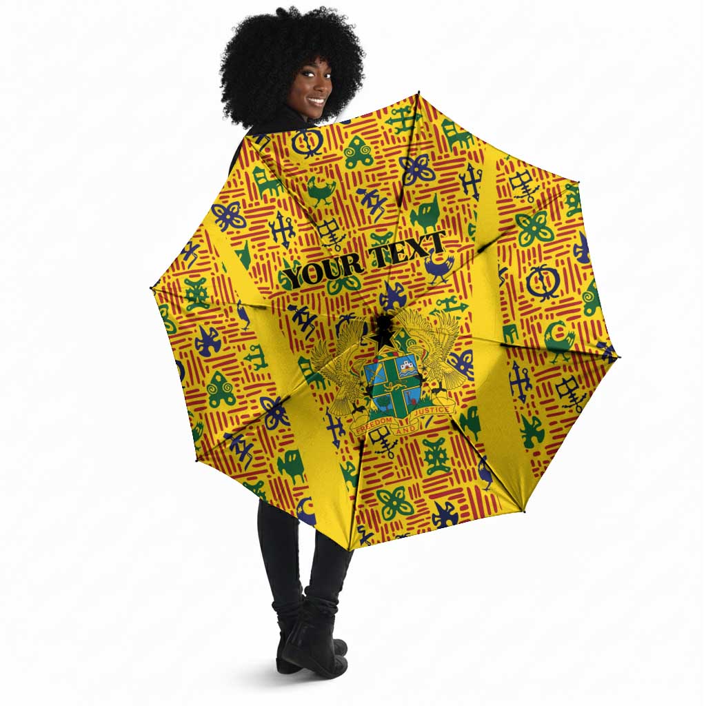 Custom Ghana Football Umbrella Yellow Adinkra Pattern - Wonder Print Shop