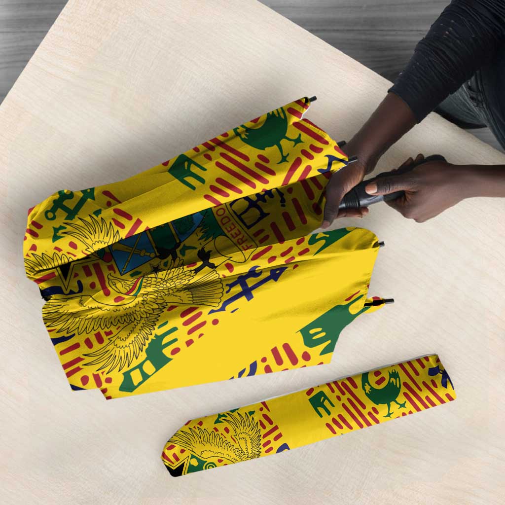 Custom Ghana Football Umbrella Yellow Adinkra Pattern - Wonder Print Shop