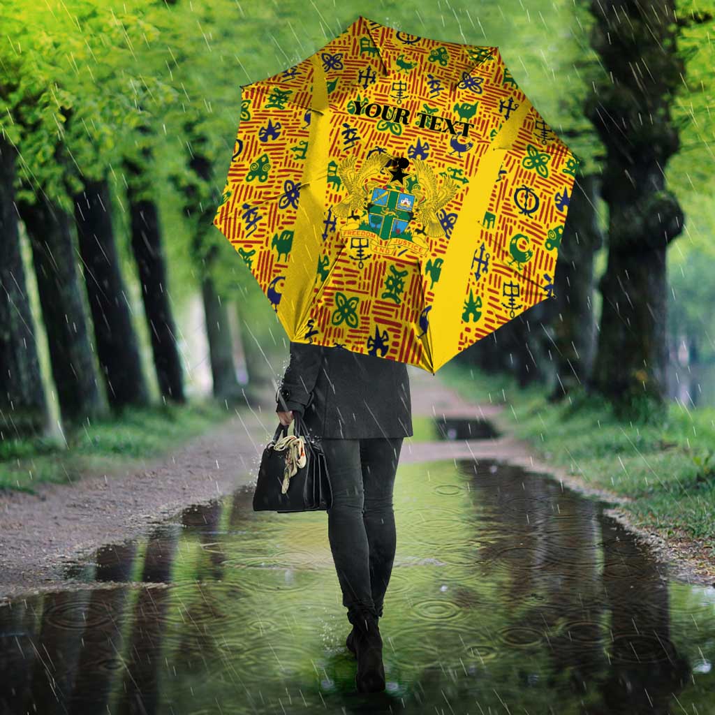 Custom Ghana Football Umbrella Yellow Adinkra Pattern - Wonder Print Shop