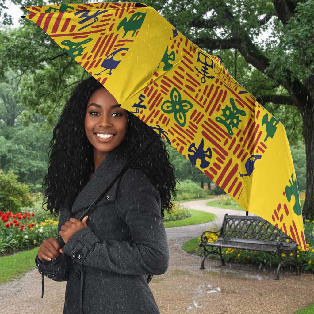 Custom Ghana Football Umbrella Yellow Adinkra Pattern - Wonder Print Shop