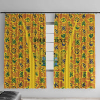Custom Ghana Football Window Curtain Yellow Adinkra Pattern - Wonder Print Shop