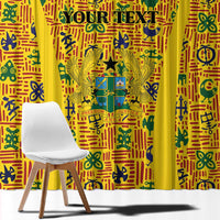Custom Ghana Football Window Curtain Yellow Adinkra Pattern - Wonder Print Shop