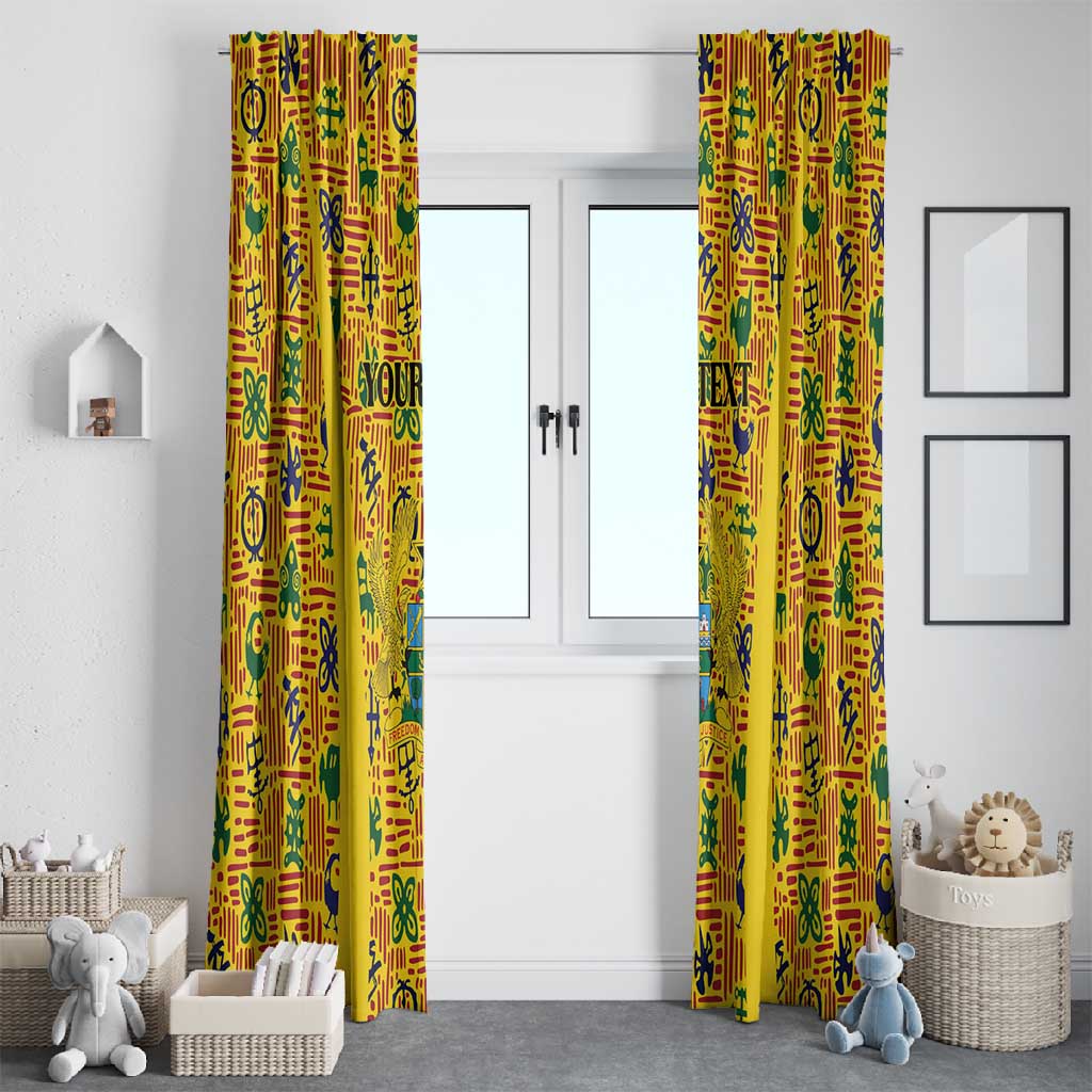 Custom Ghana Football Window Curtain Yellow Adinkra Pattern - Wonder Print Shop