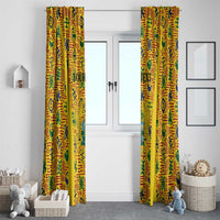 Custom Ghana Football Window Curtain Yellow Adinkra Pattern - Wonder Print Shop