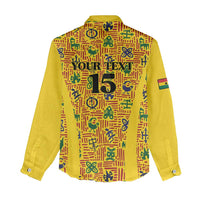 Custom Ghana Football Women Casual Shirt Yellow Adinkra Pattern - Wonder Print Shop