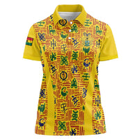 Custom Ghana Football Women Polo Shirt Yellow Adinkra Pattern LT15