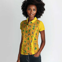 Custom Ghana Football Women Polo Shirt Yellow Adinkra Pattern LT15