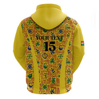 Custom Ghana Football Zip Hoodie Yellow Adinkra Pattern - Wonder Print Shop