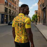 Custom Ghana Football Zipper Polo Shirt Yellow Adinkra Pattern - Wonder Print Shop