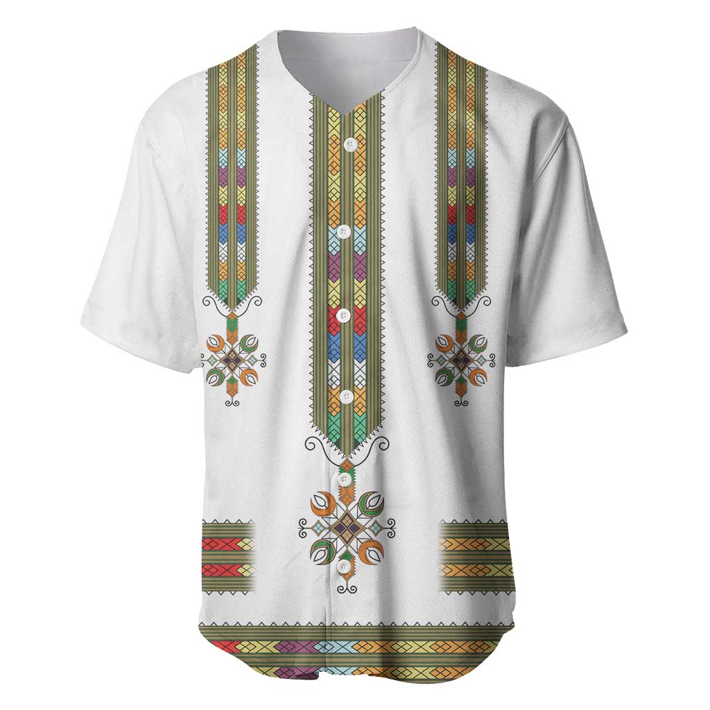 Ethiopian Traditional Habesha Costume Baseball Jersey Cross With Tilet Pattern