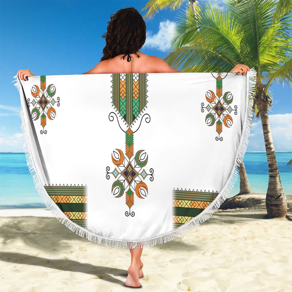 Ethiopian Traditional Habesha Costume Beach Blanket Cross With Tilet Pattern