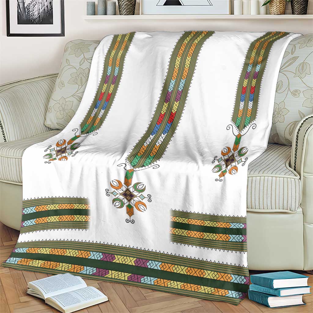 Ethiopian Traditional Habesha Costume Blanket Cross With Tilet Pattern