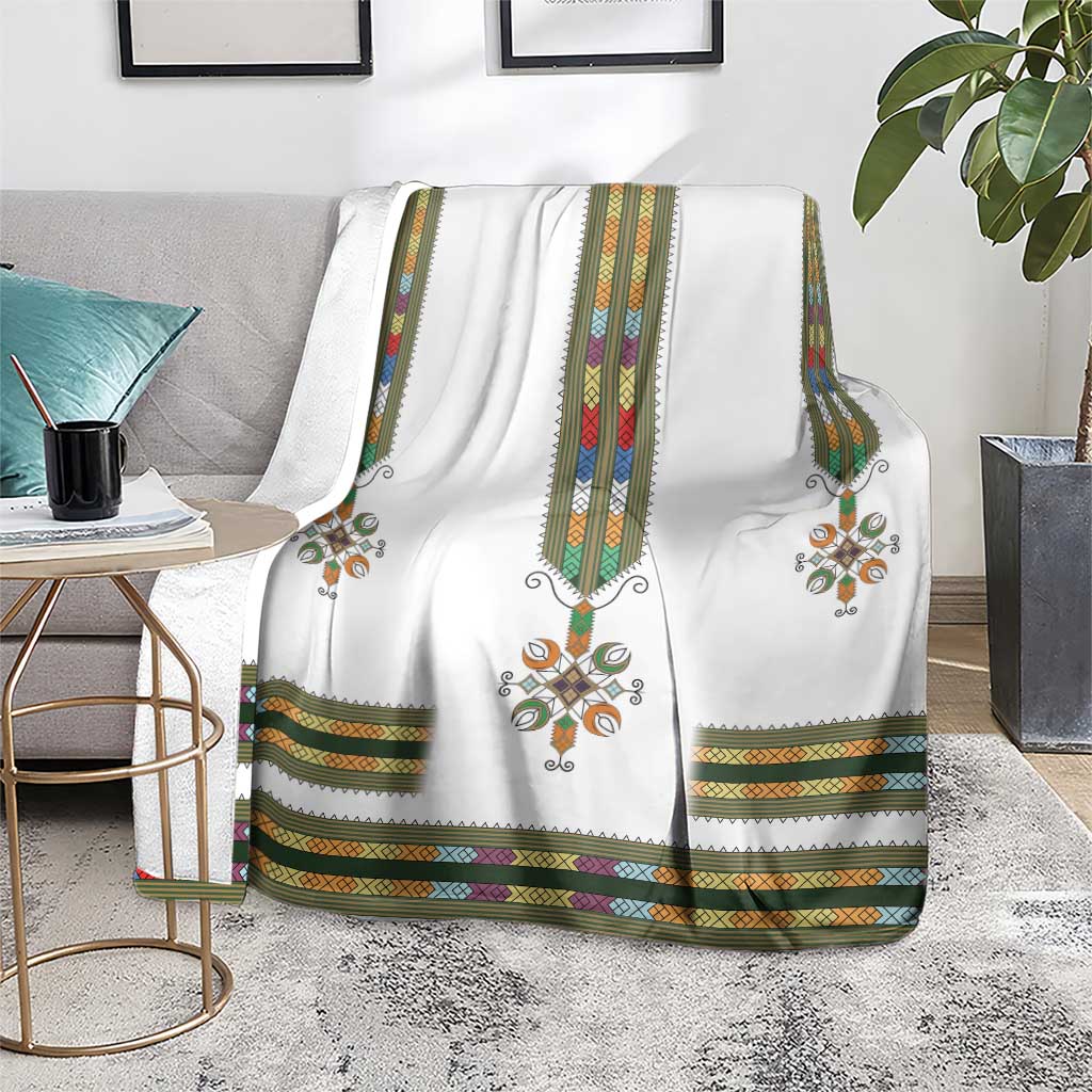 Ethiopian Traditional Habesha Costume Blanket Cross With Tilet Pattern