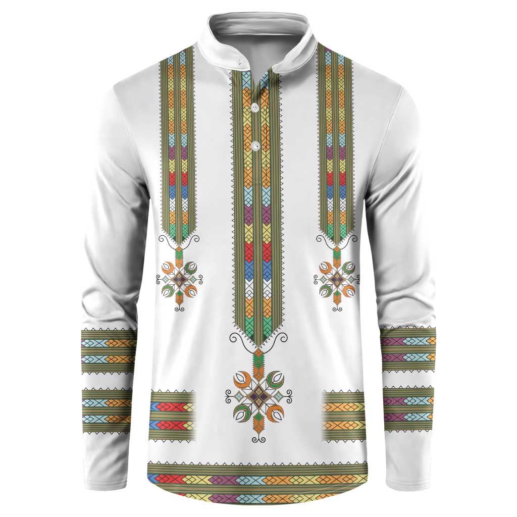 Ethiopian Traditional Habesha Costume Button Sweatshirt Cross With Tilet Pattern