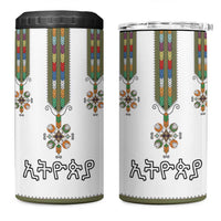 Ethiopian Traditional Habesha Costume 4 in 1 Can Cooler Tumbler Cross With Tilet Pattern