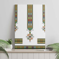 Ethiopian Traditional Habesha Costume Canvas Wall Art Cross With Tilet Pattern
