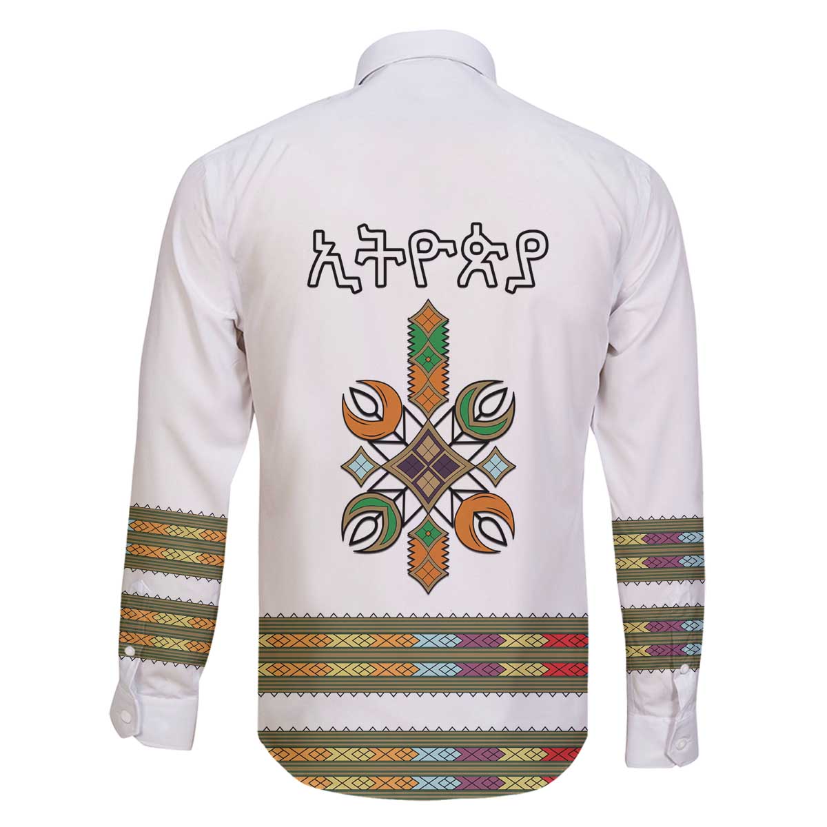 Ethiopian Traditional Habesha Costume Family Matching Off The Shoulder Long Sleeve Dress and Hawaiian Shirt Cross With Tilet Pattern