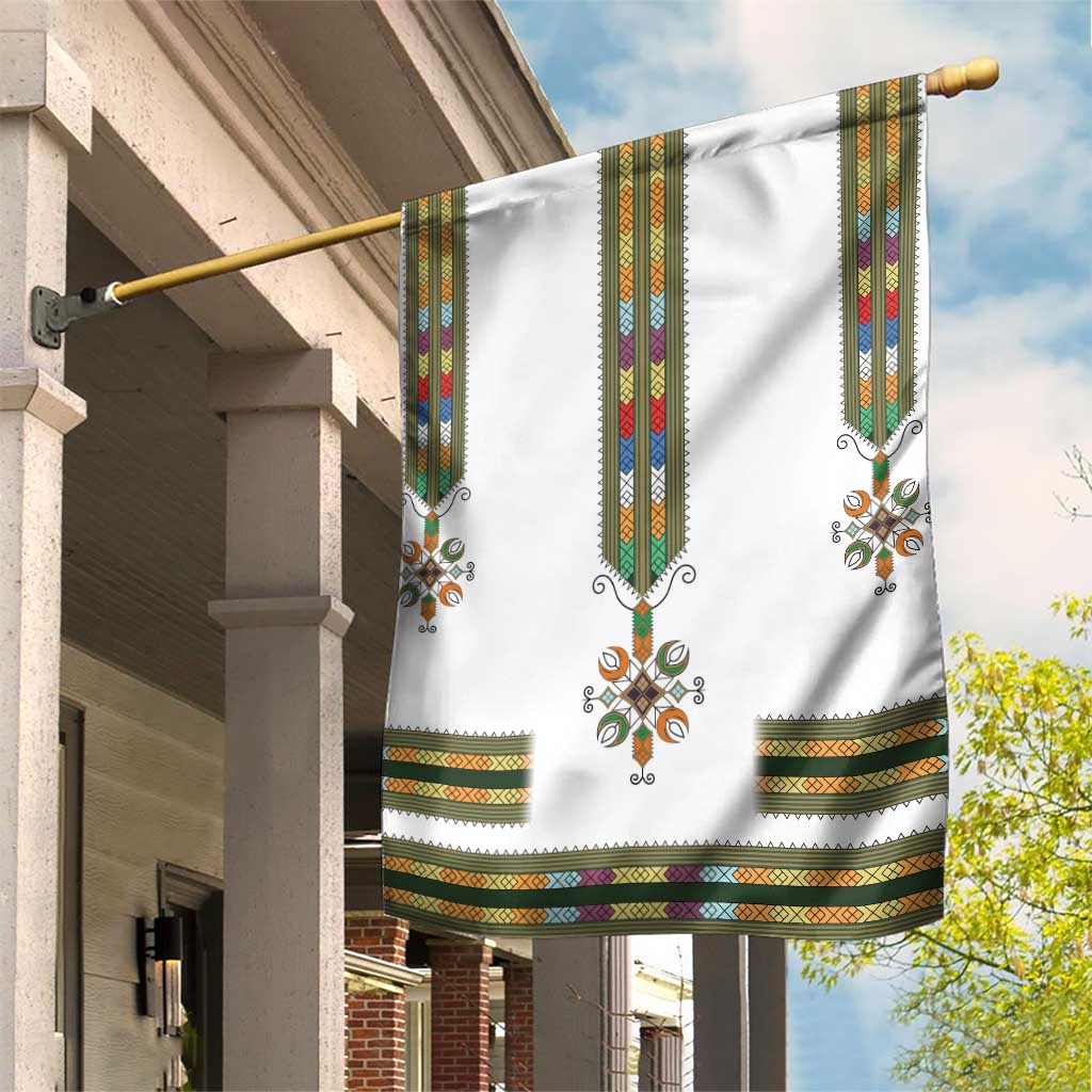 Ethiopian Traditional Habesha Costume Garden Flag Cross With Tilet Pattern