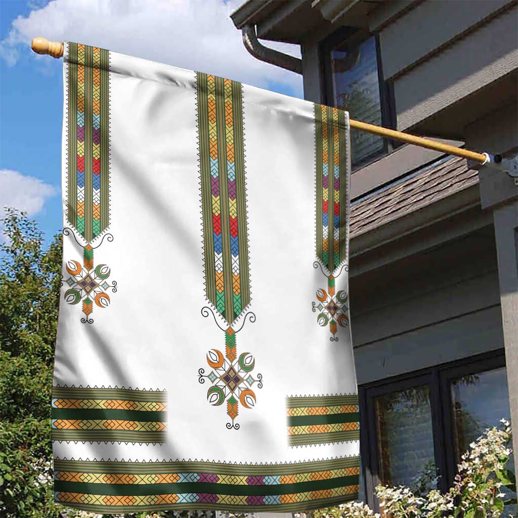 Ethiopian Traditional Habesha Costume Garden Flag Cross With Tilet Pattern