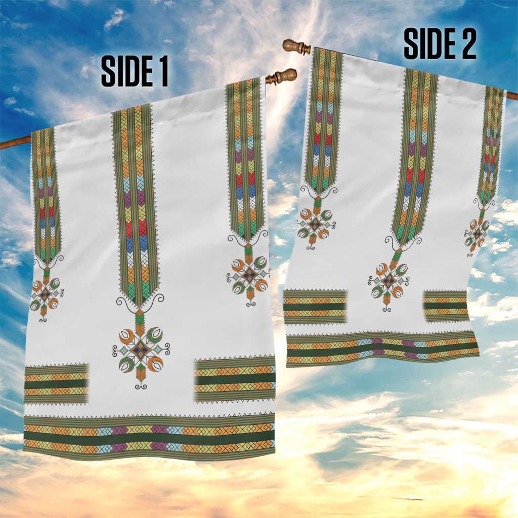 Ethiopian Traditional Habesha Costume Garden Flag Cross With Tilet Pattern