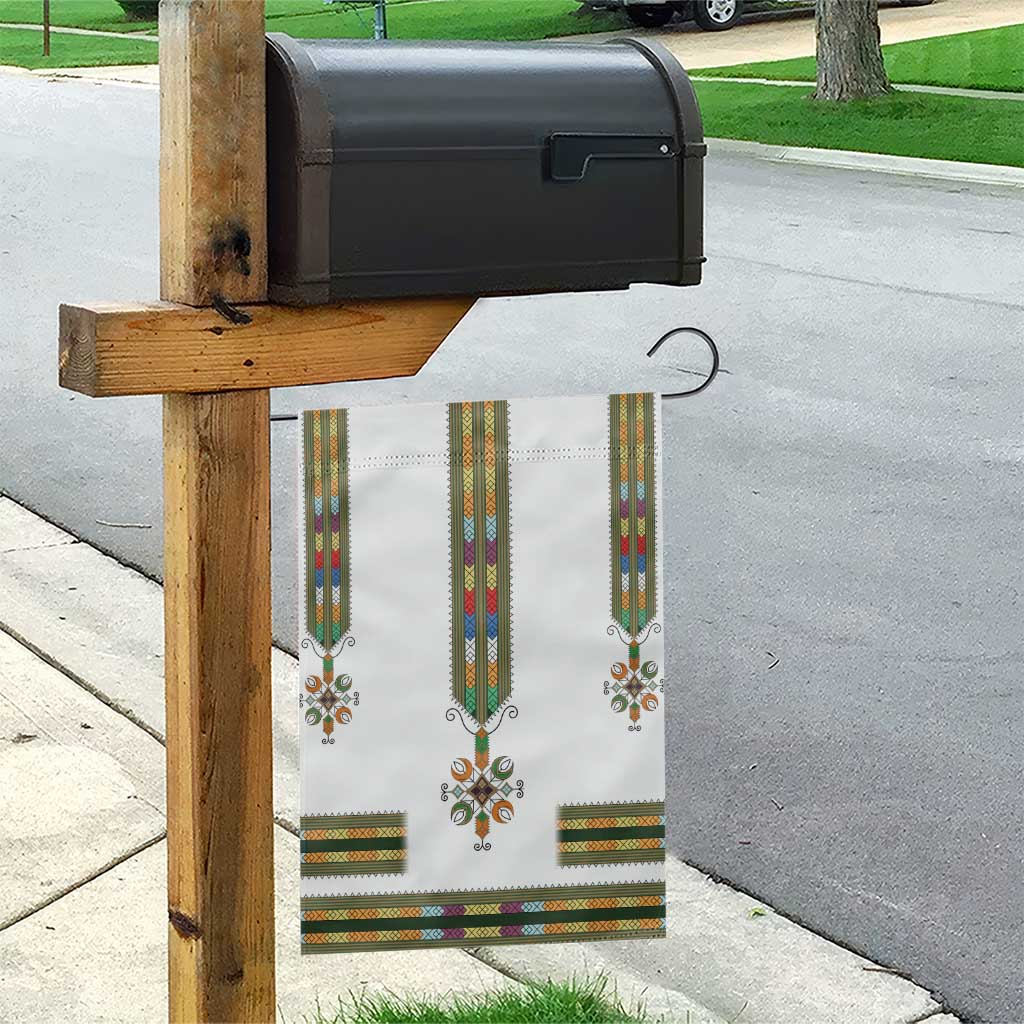Ethiopian Traditional Habesha Costume Garden Flag Cross With Tilet Pattern
