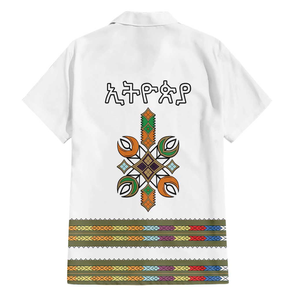 Ethiopian Traditional Habesha Costume Hawaiian Shirt Cross With Tilet Pattern