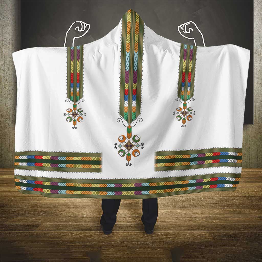 Ethiopian Traditional Habesha Costume Hooded Blanket Cross With Tilet Pattern