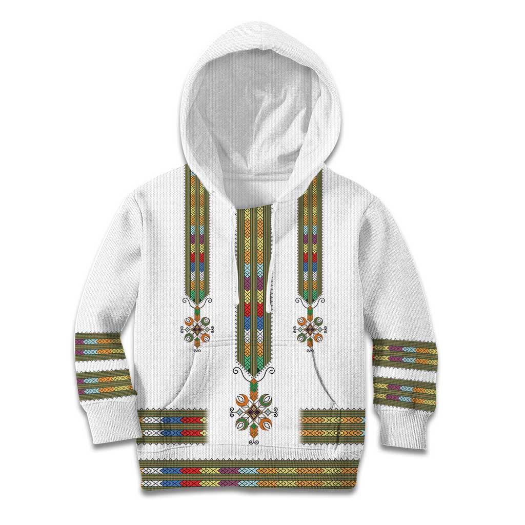 Ethiopian Traditional Habesha Costume Kid Hoodie Cross With Tilet Pattern