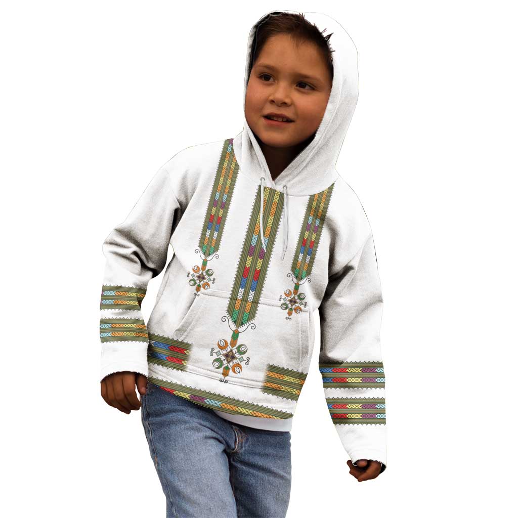 Ethiopian Traditional Habesha Costume Kid Hoodie Cross With Tilet Pattern