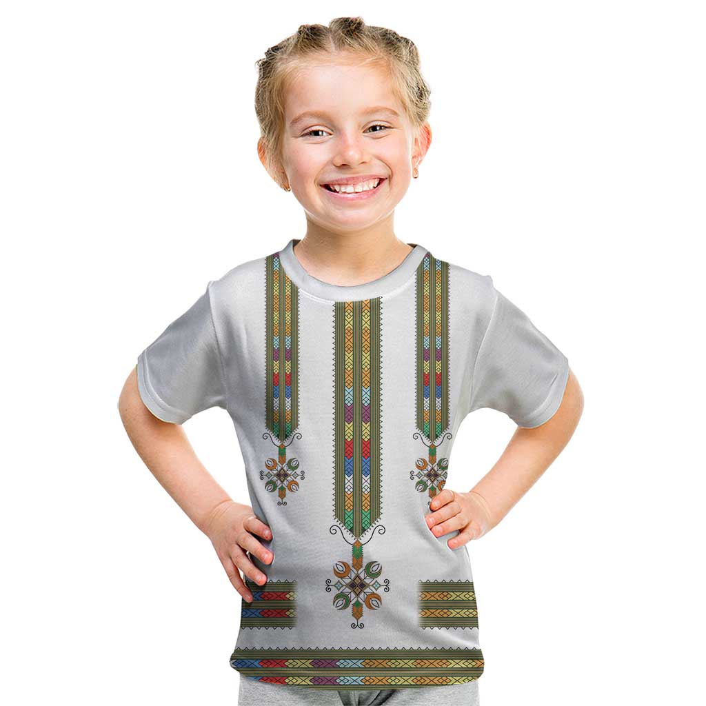 Ethiopian Traditional Habesha Costume Kid T Shirt Cross With Tilet Pattern