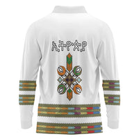 Ethiopian Traditional Habesha Costume Long Sleeve Polo Shirt Cross With Tilet Pattern