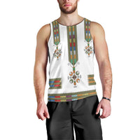 Ethiopian Traditional Habesha Costume Men Tank Top Cross With Tilet Pattern