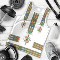 Ethiopian Traditional Habesha Costume Men Tank Top Cross With Tilet Pattern