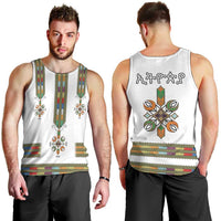 Ethiopian Traditional Habesha Costume Men Tank Top Cross With Tilet Pattern