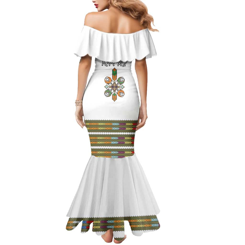 Ethiopian Traditional Habesha Costume Mermaid Dress Cross With Tilet Pattern