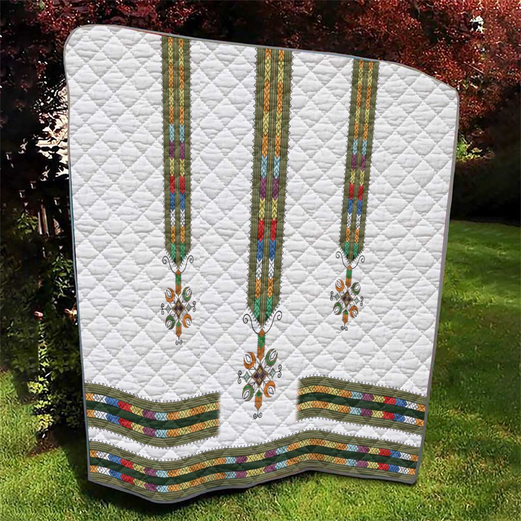 Ethiopian Traditional Habesha Costume Quilt Cross With Tilet Pattern