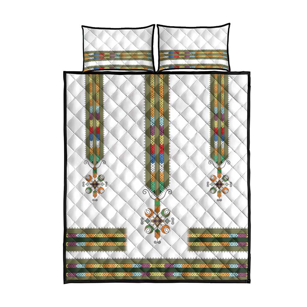Ethiopian Traditional Habesha Costume Quilt Bed Set Cross With Tilet Pattern
