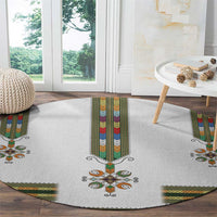 Ethiopian Traditional Habesha Costume Round Carpet Cross With Tilet Pattern
