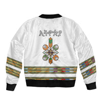 Ethiopian Traditional Habesha Costume Sleeve Zip Bomber Jacket Cross With Tilet Pattern