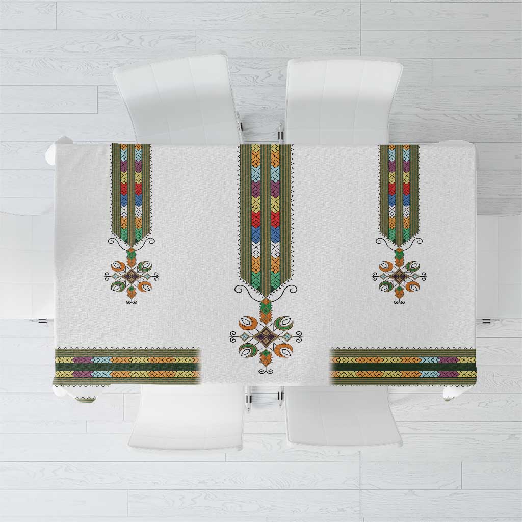 Ethiopian Traditional Habesha Costume Tablecloth Cross With Tilet Pattern