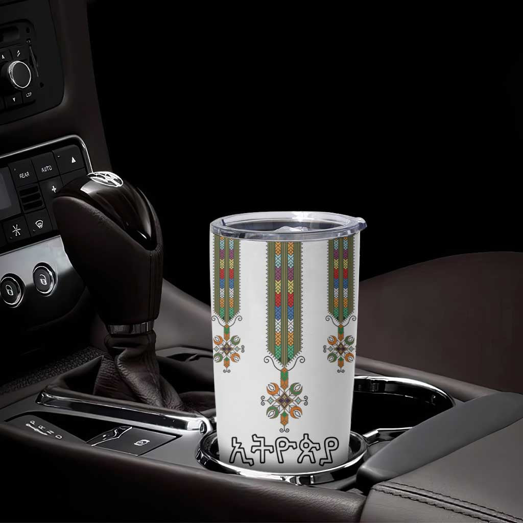 Ethiopian Traditional Habesha Costume Tumbler Cup Cross With Tilet Pattern