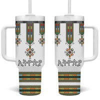 Ethiopian Traditional Habesha Costume Tumbler With Handle Cross With Tilet Pattern