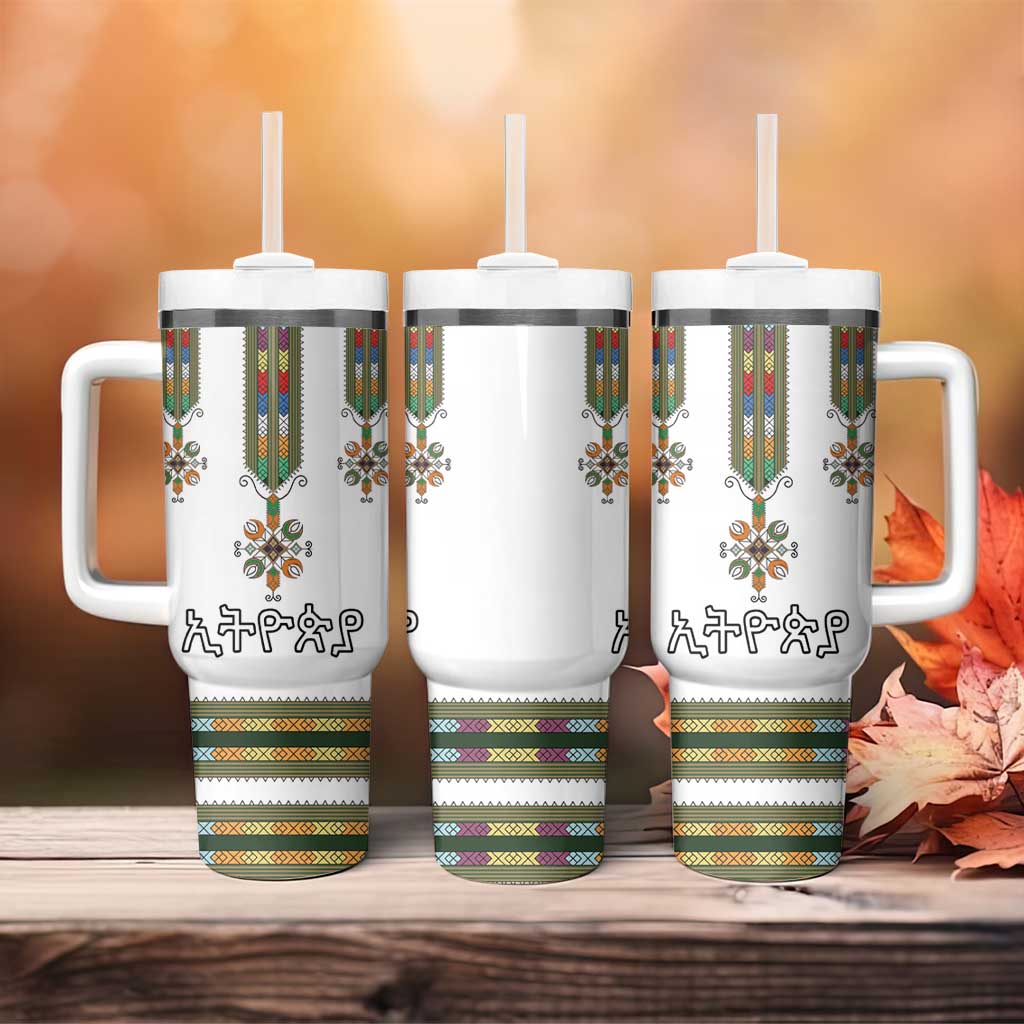 Ethiopian Traditional Habesha Costume Tumbler With Handle Cross With Tilet Pattern