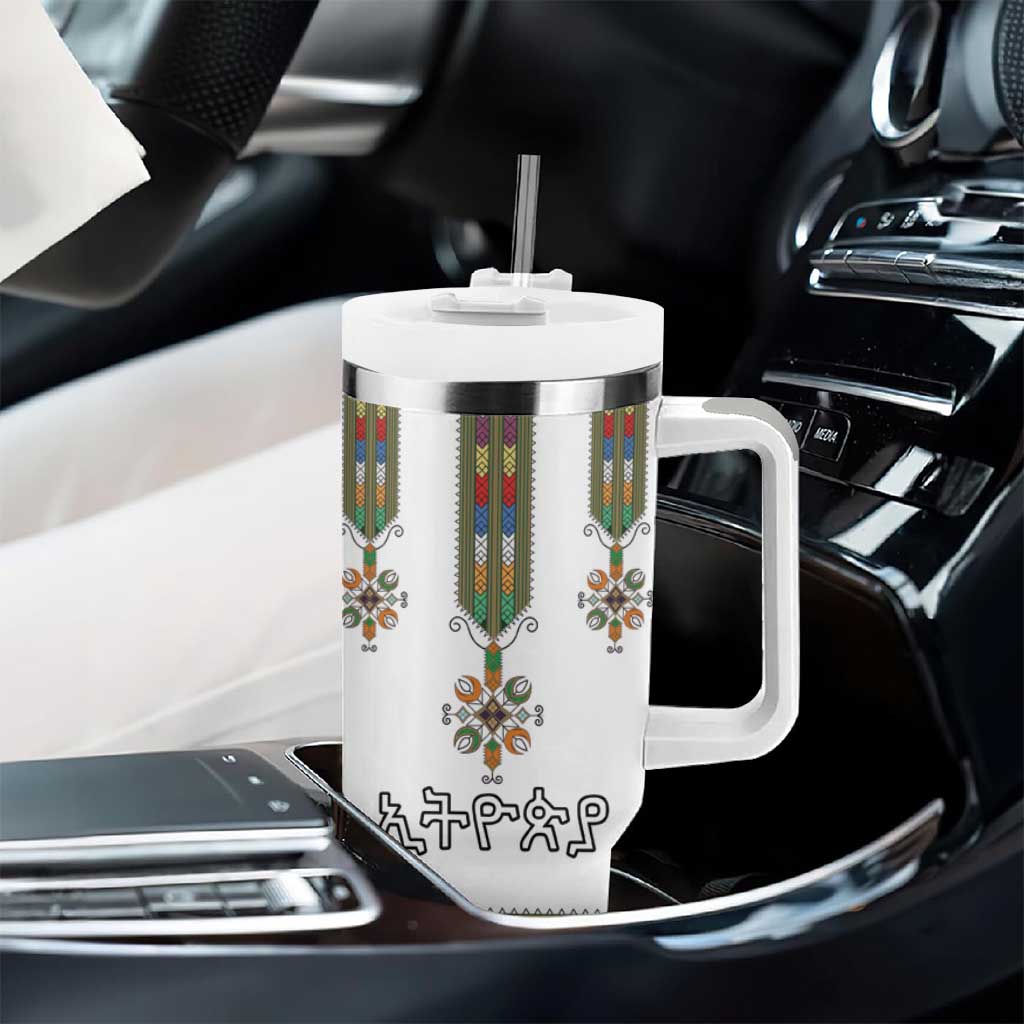 Ethiopian Traditional Habesha Costume Tumbler With Handle Cross With Tilet Pattern
