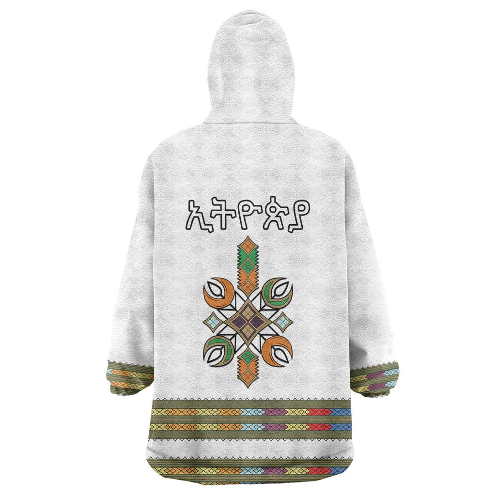 Ethiopian Traditional Habesha Costume Wearable Blanket Hoodie Cross With Tilet Pattern