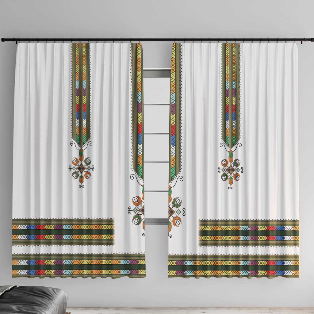 Ethiopian Traditional Habesha Costume Window Curtain Cross With Tilet Pattern