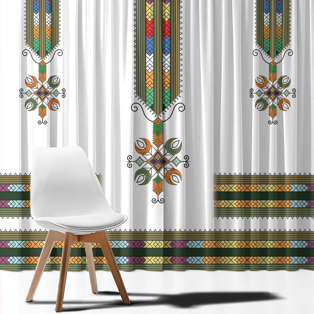 Ethiopian Traditional Habesha Costume Window Curtain Cross With Tilet Pattern