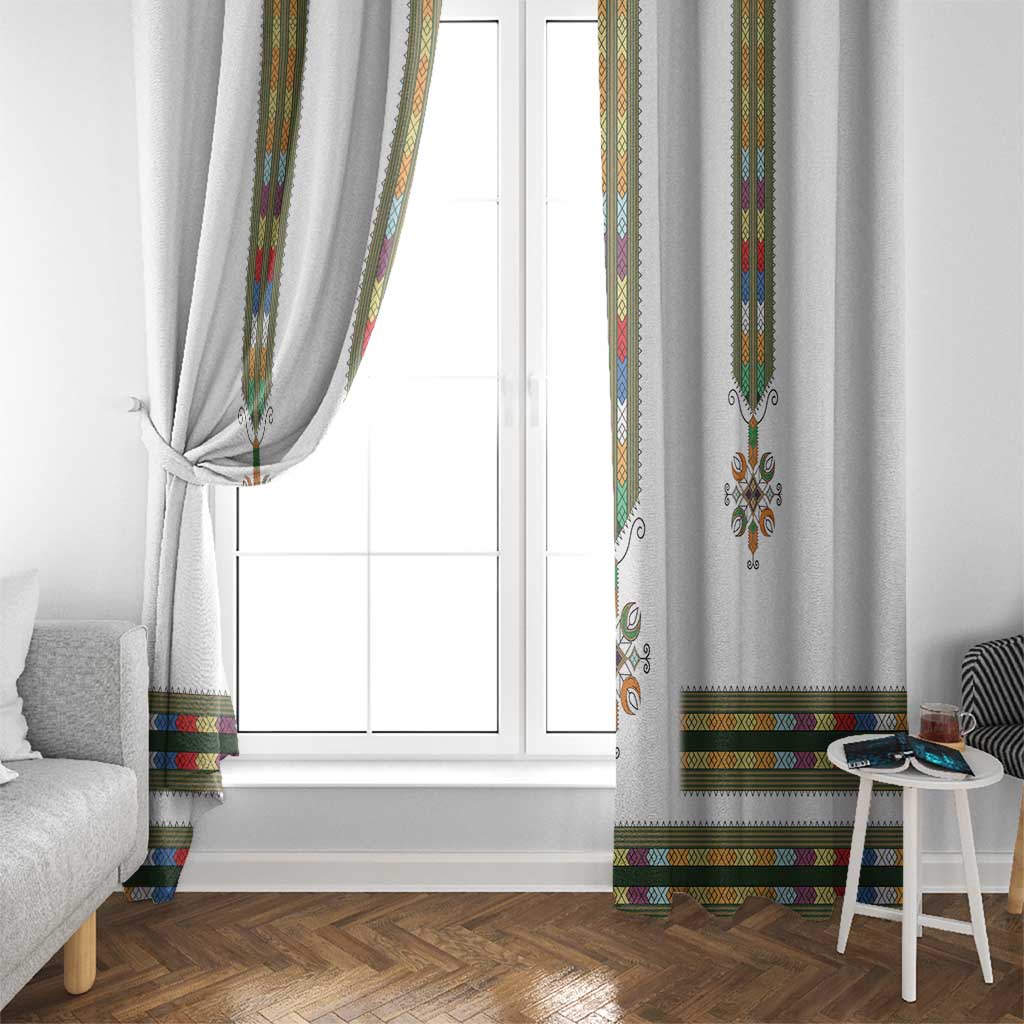Ethiopian Traditional Habesha Costume Window Curtain Cross With Tilet Pattern