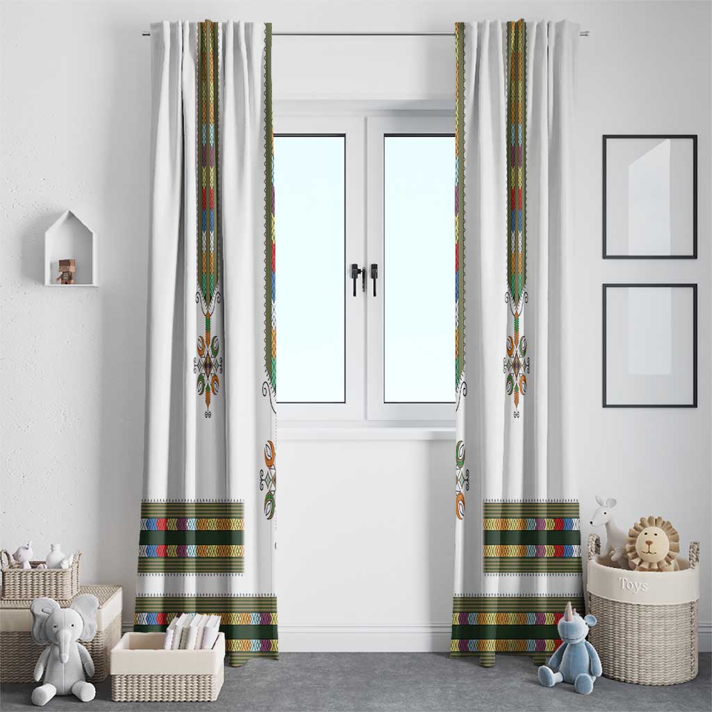 Ethiopian Traditional Habesha Costume Window Curtain Cross With Tilet Pattern