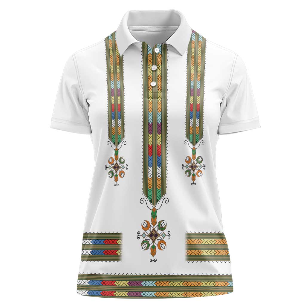 Ethiopian Traditional Habesha Costume Women Polo Shirt Cross With Tilet Pattern